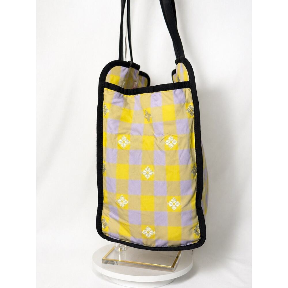 Kate Spade Morley Plaid Nylon Tote Yellow Lilac Large NWT - Picture 4 of 12
